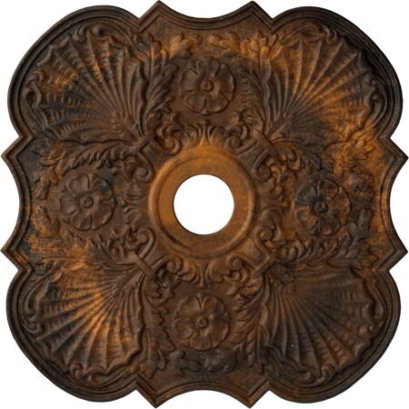 Ekena Millwork Flower Ceiling Medallion (Fits Canopies up to 6 1/4"), Hand-Painted Rust, 29"OD x 3 5/8"ID x 1 3/8"P CM29FWRUS